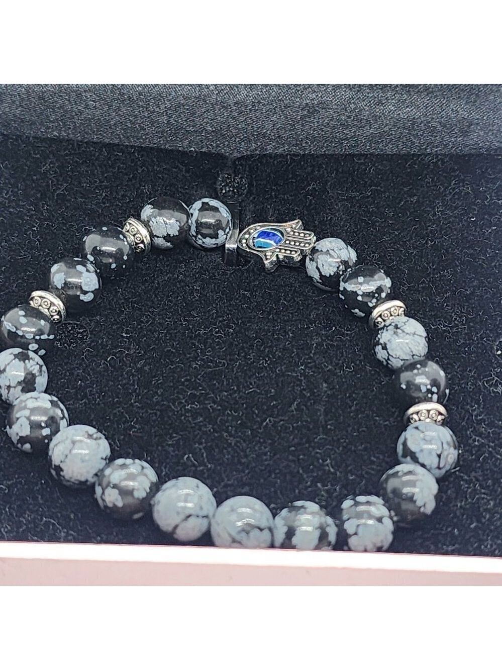 Brand New Hamsa  Snowflake Agate Bracelet